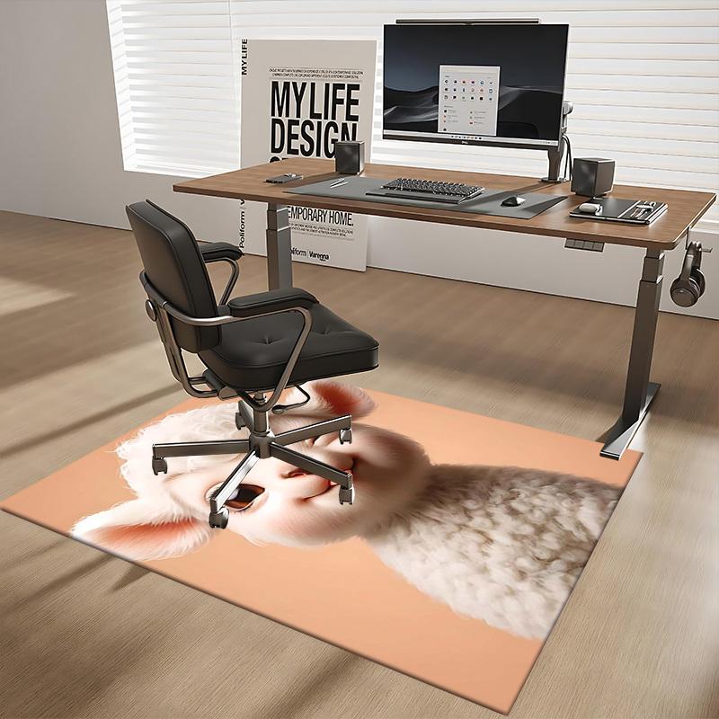 1pc Anime Alpaca Chair Mat - Cute Alpaca Design Office Rug for Desk, Anti-Slip Carpet for Home Decor, Suitable for All Seasons and Perfect as a Gift.C
