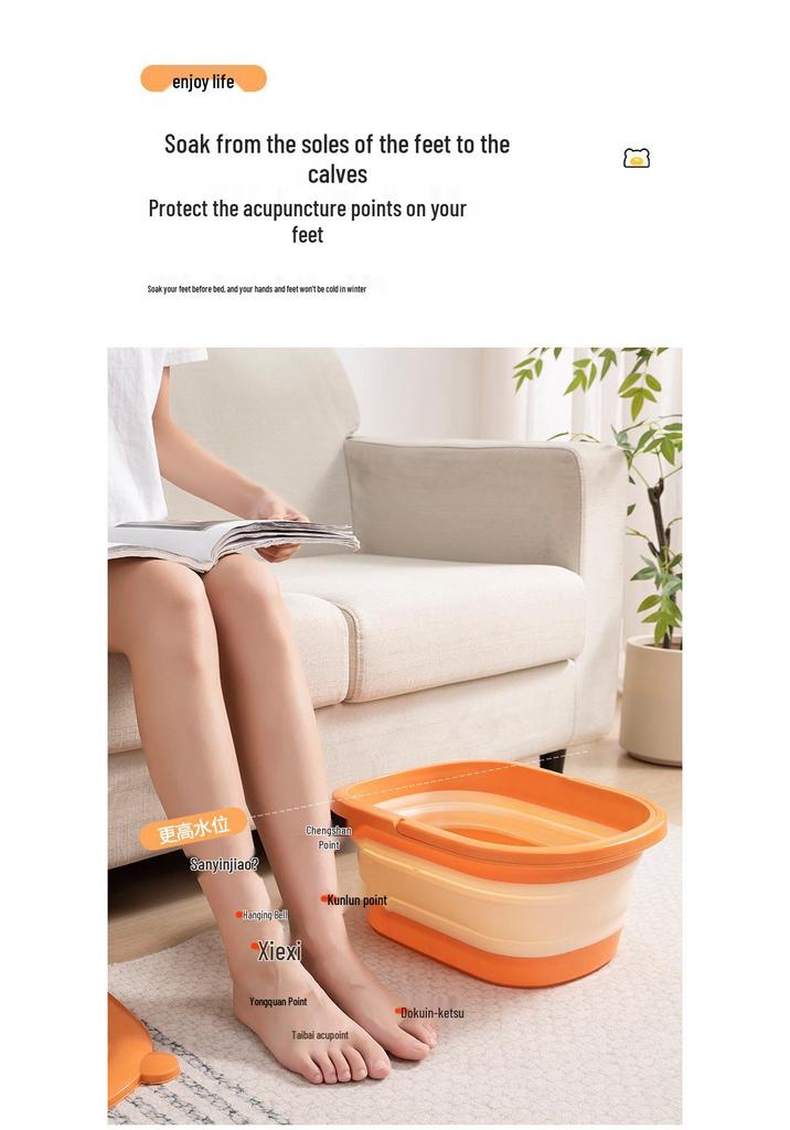 Foldable Foot Bath Basin with Lid and Foot Protection, Over-the-Calf Design, Constant Temperature, Plastic Basin for Foot Soaking and Washing.