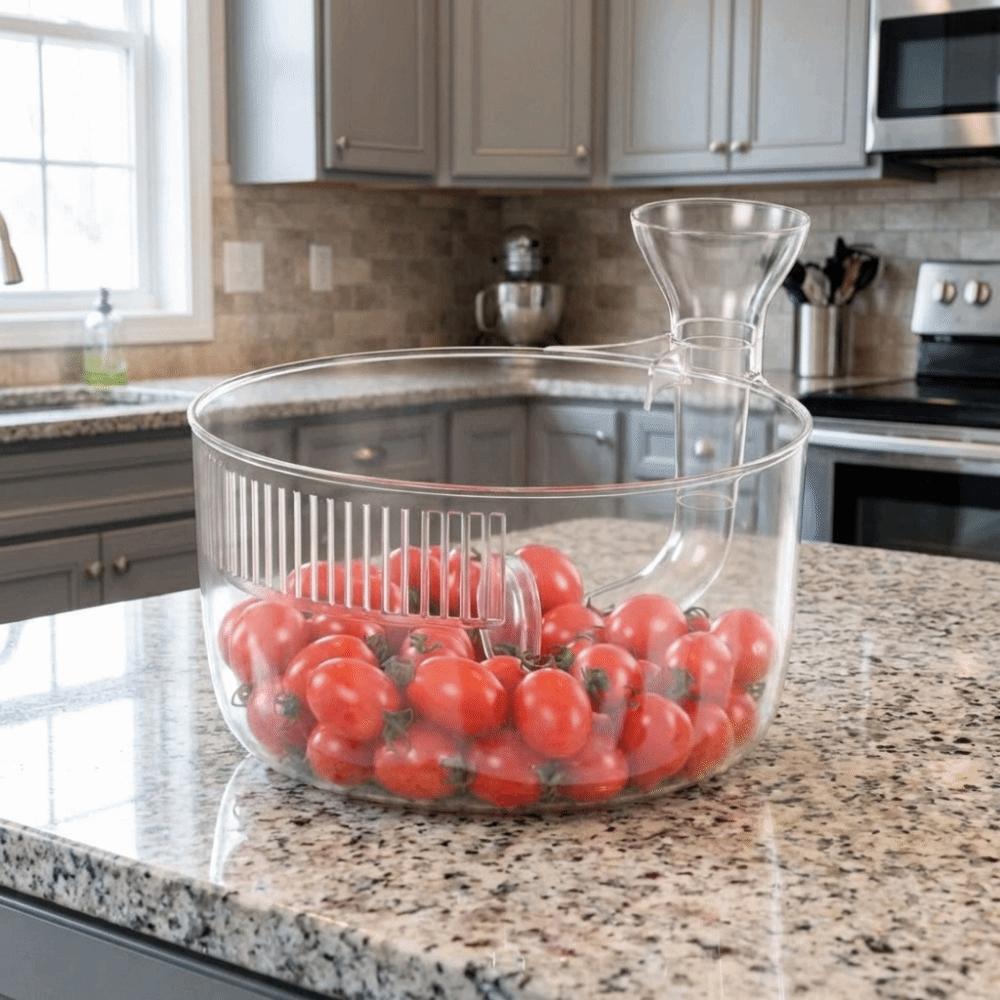 Plast Automatisk Tvättskål Transparent Grönsaks-sköljare Behållare Frukt-svarvare Utomhus