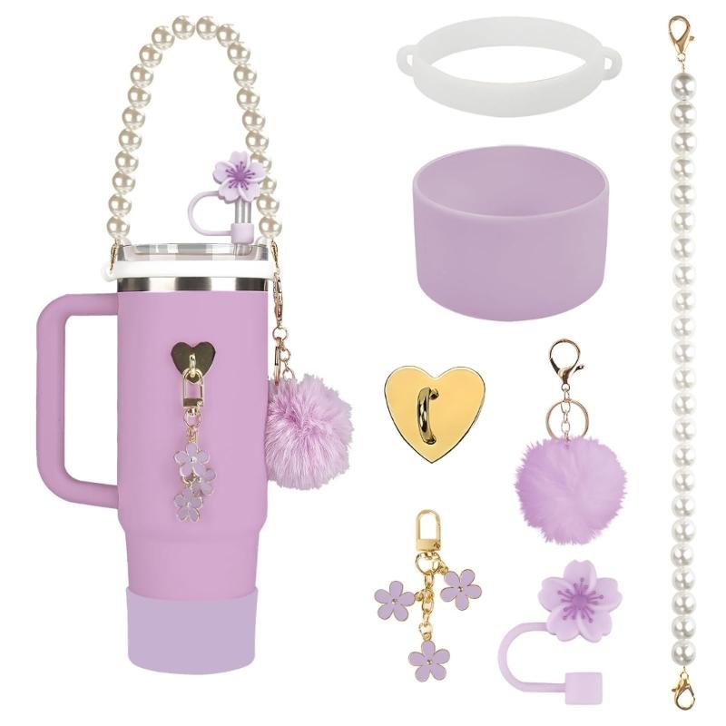 Water Bottle Holder with Handle Protective Silicone Sleeve Water Cup Accessory Silicone Texture for Decorating Bottle