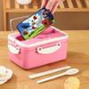 Wheat Compartment Lunch Box, Student and Office Worker Lunch Box, Portable Lunch Box, with Fork, Spoon and Chopsticks