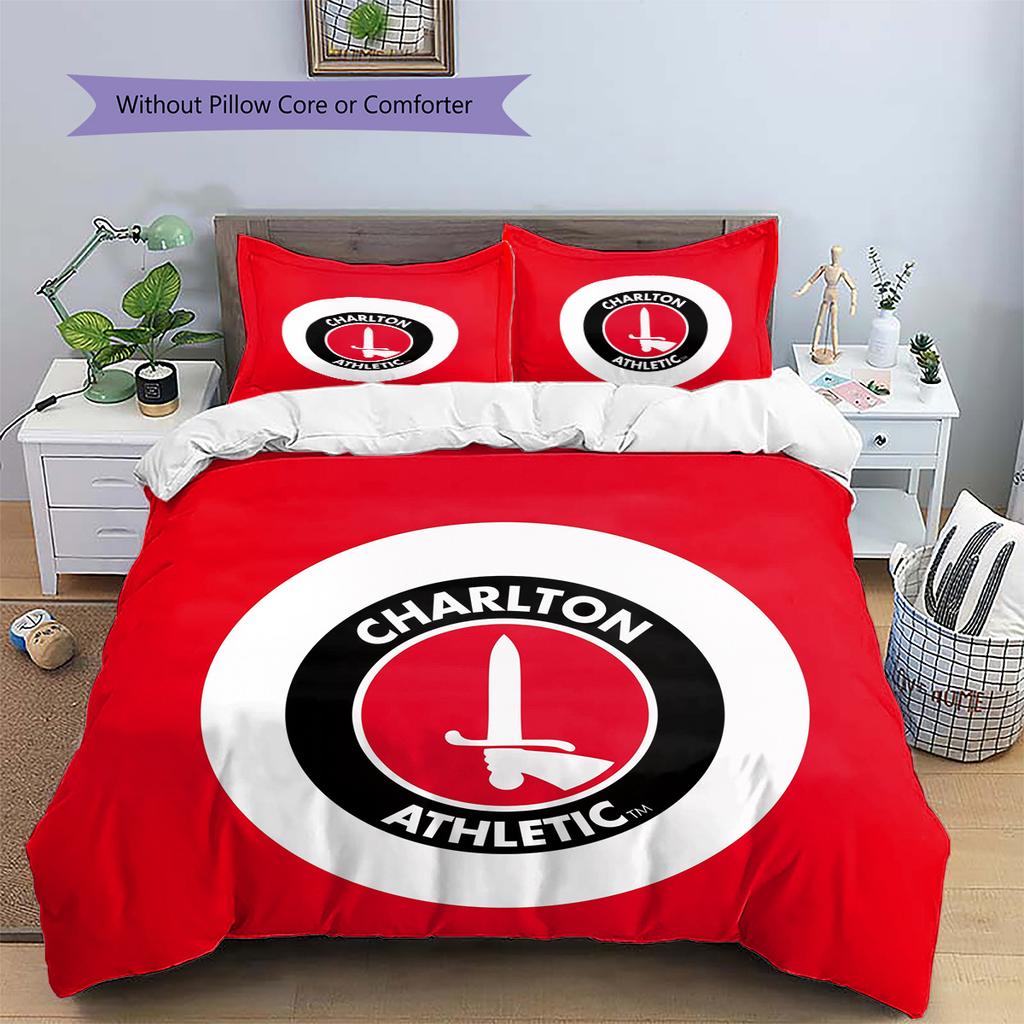 Charlton Athletic FC Set Copripiumino con Fantasia Decorazione per la Casa Regalo (1 * copripiumino + 2 * federe senza imbottitura)