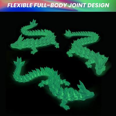 1pc 3D Printed Dragon Crystal Dragon Dinosaur,A Dragon with Movable Joints,Christmas Fidget Toy Gifts for Adults Easter