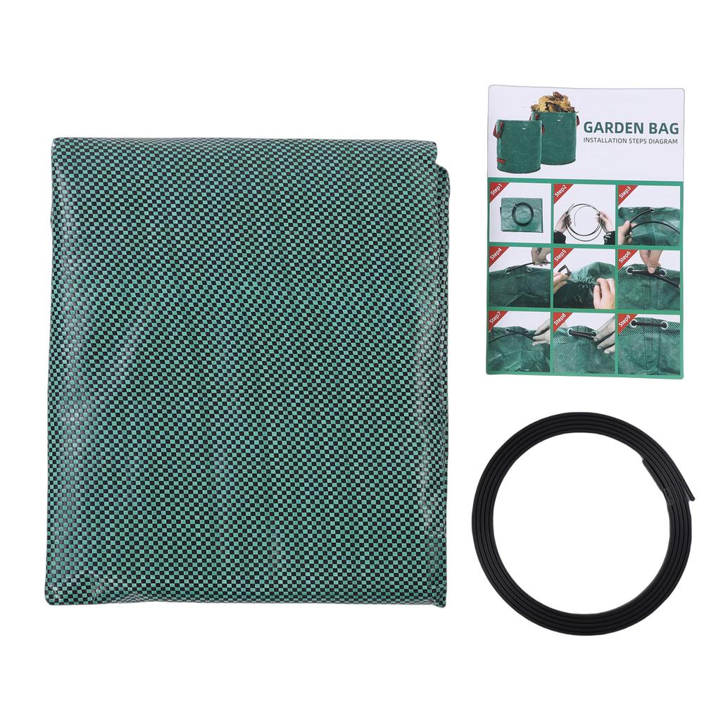Lawn Garden Leaf Bag PP 272L Water Proof Standable Reusable Yard Waste Bag with Handles for Camping Recycling Green