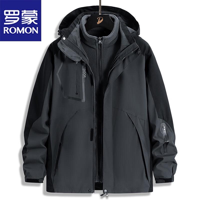 

ROMON Men s Autumn Winter 3-in-1 Outdoor Hooded Jacket 5XL