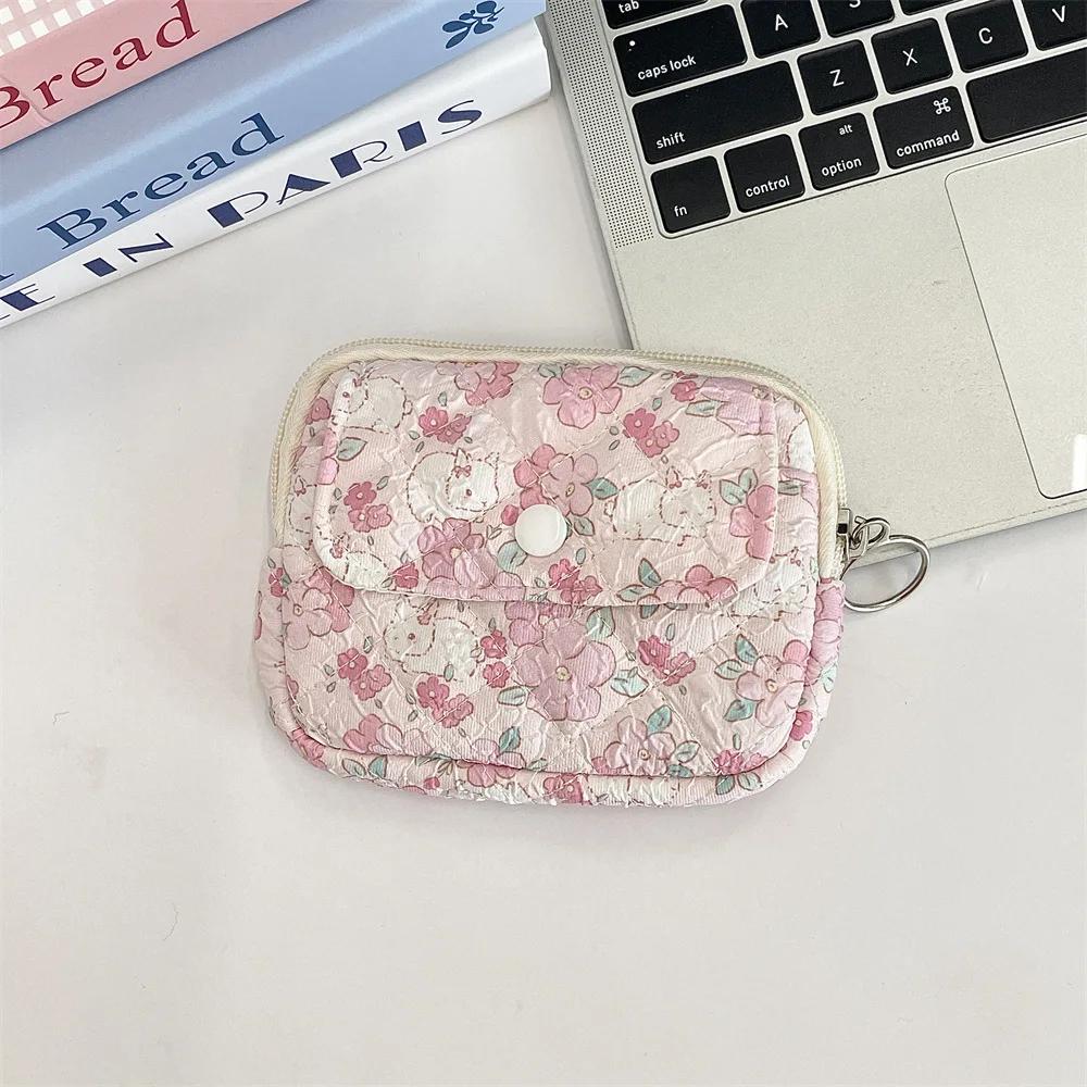 Cute Cartoon Quilted Cotton Makeup Bag Portable Lipstick Storage Organizer Bag Card Holder Mini Makeup Lipstick Storage Pouch