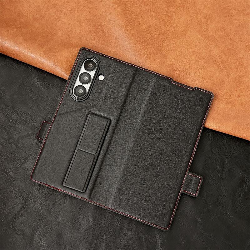 For Samsung Galaxy Z Fold 7 6 5 4 3 5G Luxury PU Leather Wallet Card Holder Phone Case With Screen Protect Film Shockproof Cover