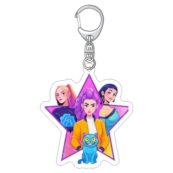 Keychain Pendant 3D Idol Group Design Portable Acrylic Keychain with Metal Lobster Clasp Waterproof Scratch-Proof Key
