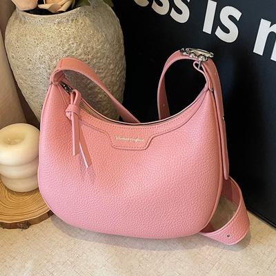 Wholesale Simple Solid Color High Quality Lychee Pattern Underarm Bag Casual Fashion Commuting Versatile Messenger Women's Bag