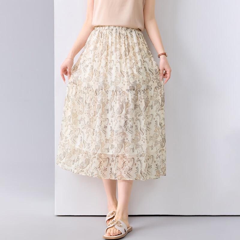 

Women s Mulberry Silk Printed Midi Skirt One Size