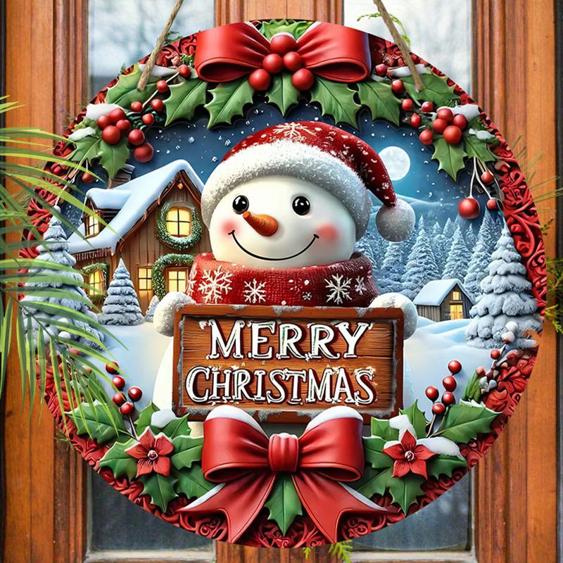 Christmas Decoration Sign,indoor Hanging decorations,2D Flat Wooden Products with Christmas Snowman pattern,Christmas Gifts for Friends and Family