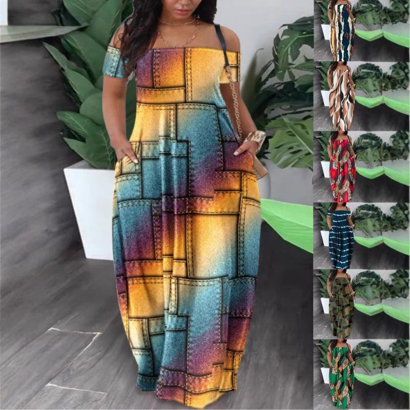 Summer Fashion Casual Sexy Print Off-the-shoulder Dress