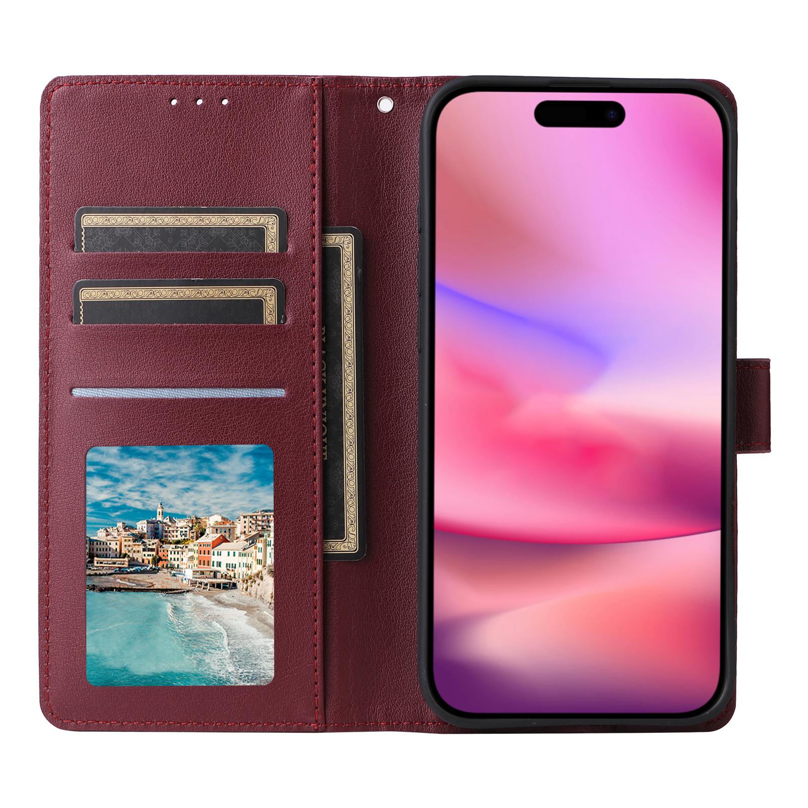 

For iPhone 16 Wallet Case 3 Card Slots Slim-Fit PU Leather Stand Phone Cover