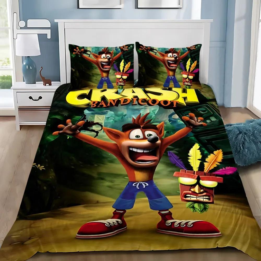 Cartoon Bettbezug Kissenbezug Bettwäscheset Crashs Bandicoots Erwachsene Junge Mädchen Schlafzimmer Dekoration Kinder Einzel Doppel Große Größe