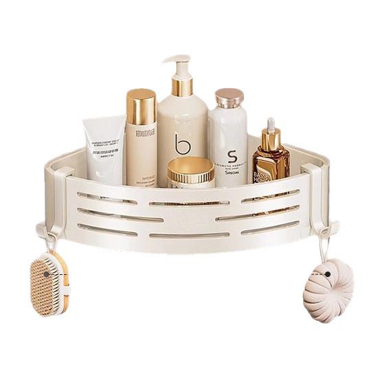 Abs Suction Cup Triangle Bathroom Shelf With Hooks For Home Organization And Storage