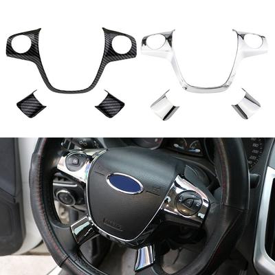Steering Wheel Cover Sequins Trim Sticker ABS Chrome for Ford For Focus 3 Kuga Escape CMAX Grand 2011-2017 Models
