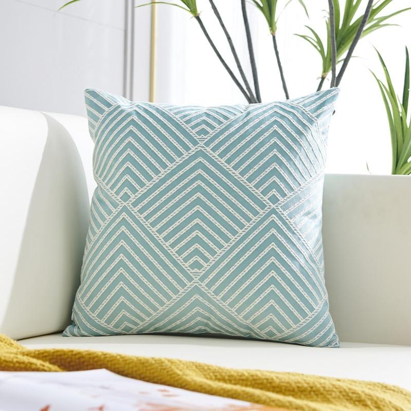 Cushions & Decorative Pillows Modern Geometric Embroidered Velvet Cushion Covers Home Decor