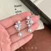 Light Luxury High-end Zircon Pearl Grape String Earrings Niche Design Temperament Earrings Versatile Fashion Earrings Women