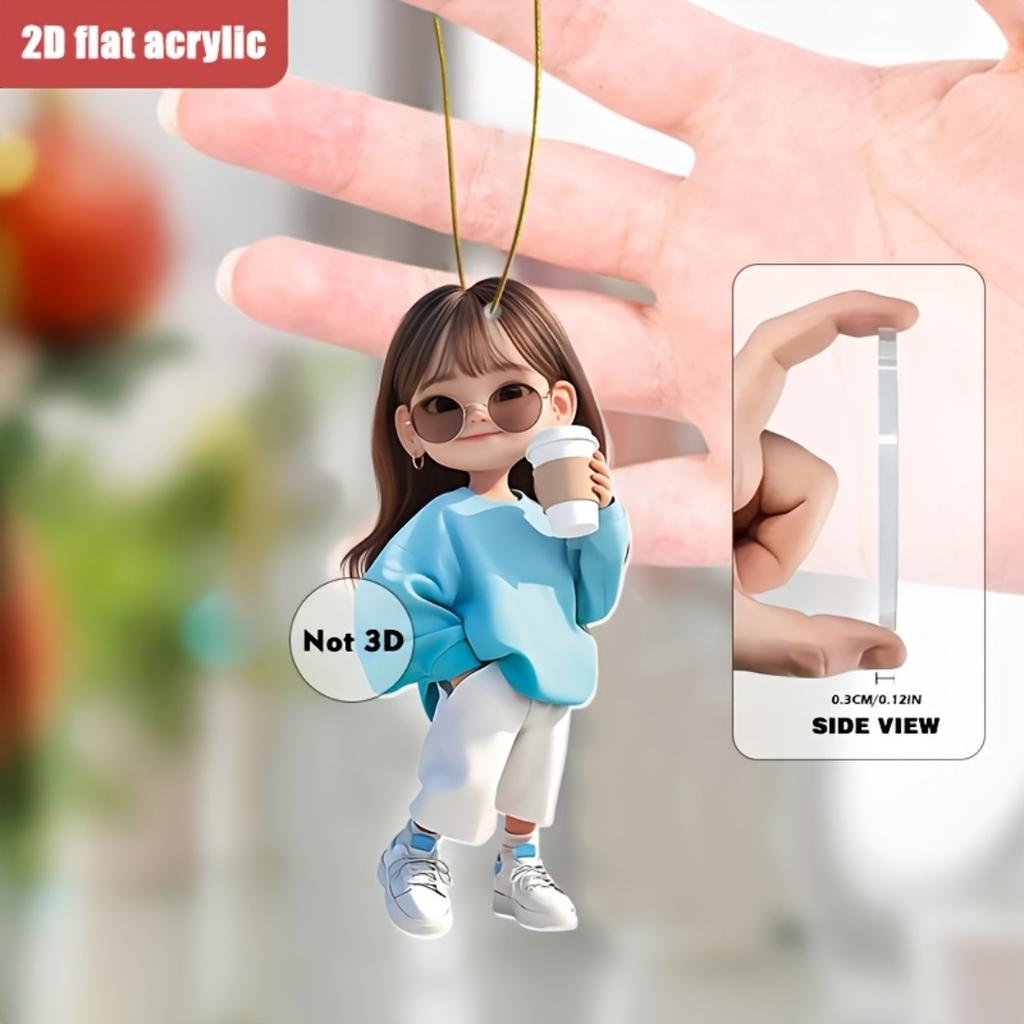 2D Colored Acrylic Boy Girl Hanging Decor, Fit for Keychain Car Backpack Home, Nice Holiday Gift for Thanksgiving Valentine Christmas
