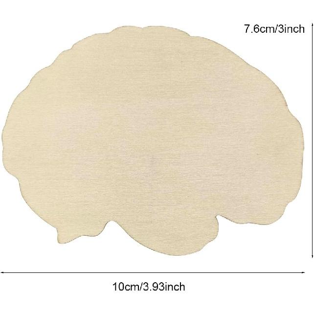 30 Pack 4 Inch Wood Brain Cutouts Unfinished Wooden Brain Science Hanging Ornaments DIY Brain Craft Gift Tags for Home Party Decoration Craft Project