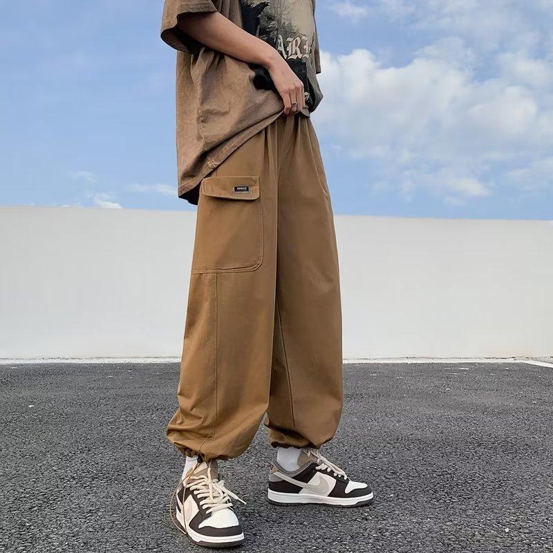 Overalls Men's Spring and Summer New Korean Version of Trendy Brand Ins Loose Solid Color Casual Pants Student Fashion Cotton Leggings
