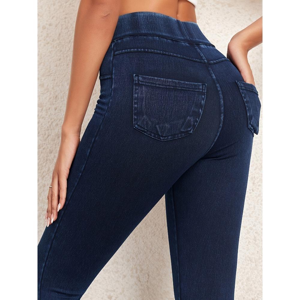 Jeggings da Donna a Vita Alta con Elastico, Vestibilità Slim, Stile Denim, Pantaloni da Yoga Elasticizzati, Leggings da Allenamento Push-Up Glutei