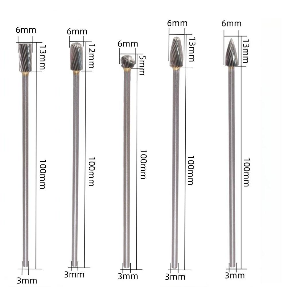 Milling Cutters Rotary Tools Set Solid Carbide Burrs 6mm Cutting Edge Diameter