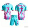 AI Ronaldo #7 Fußballanzug für Kinder und Erwachsene, Unisex-Shirt und Shorts mit Graffiti-Print, Schnelltrocknend, Sommer