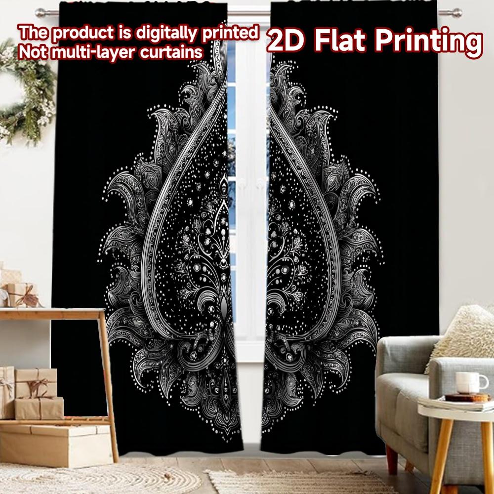 

2pcs, 2D FLAT PRINTING Curtains (Without Rod) Mandala Bloom Christmas holiday curtains Versatile Polyester Fabric Curtains 52.50 × 116.00 cm 2 pcs