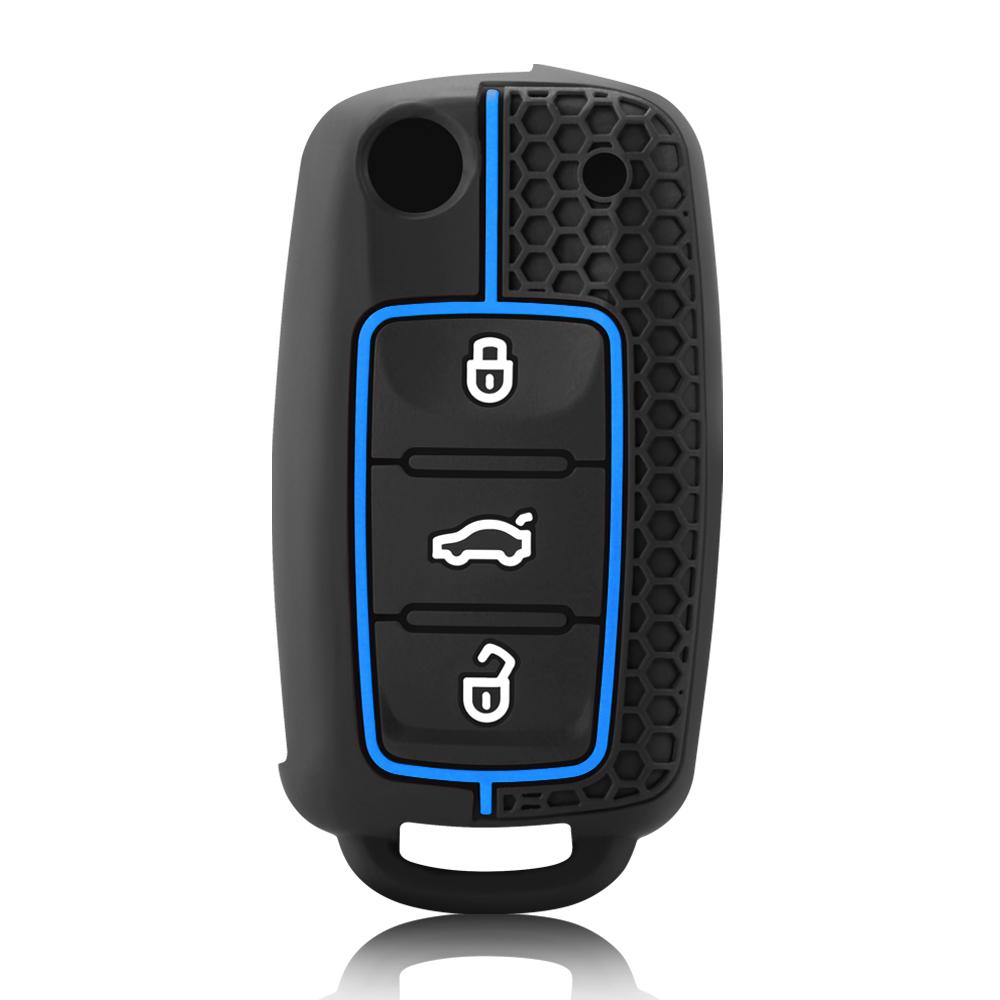 

Чехол для автомобильного ключа силиконовый чехол для Volkswagen VW Polo Golf Passat Tiguan Beetle Caddy T5 Up Eos Skoda Octavia Seat Leon Altea синий