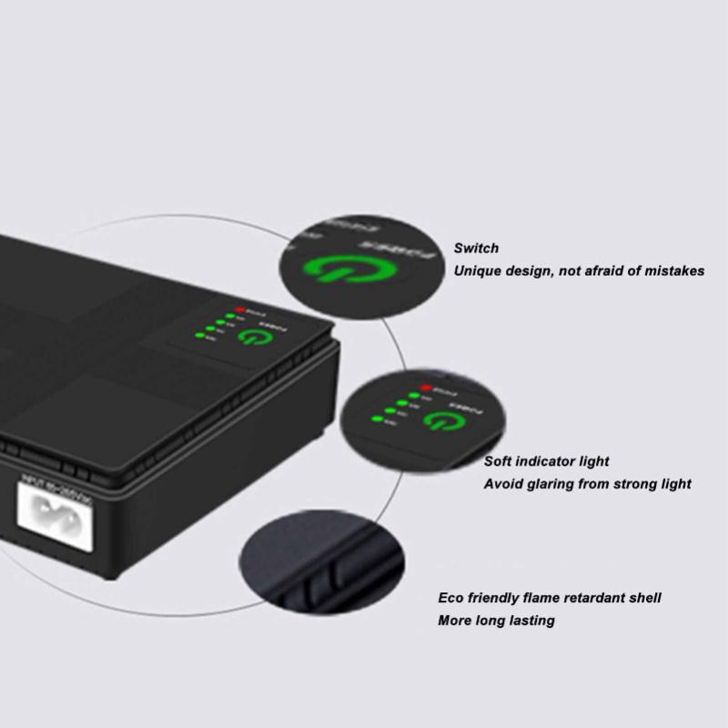 UPS Battery Backup 10400mAh 5V 9V 12V 2A POE 15V 24V 1A Output Uninterruptible Power Supply 85-265V EU Plug