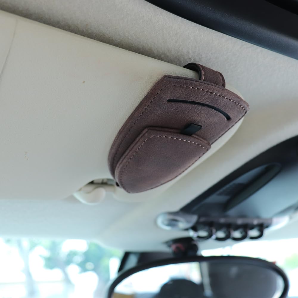 Auto Sonnenblende Sonnenbrillenhalter Magnetisch Leder Brillenhalter Clip für Auto Ticketkarte