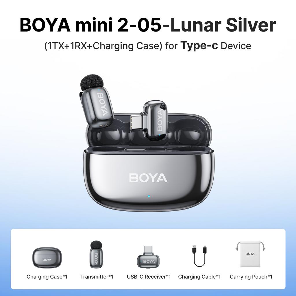 BOYA Mini 2 Trådløs Lavalier Krave Mini Mikrofon Støjreduktion til iPhone 6-17 USB-C Android Smartphone PC Live Streaming