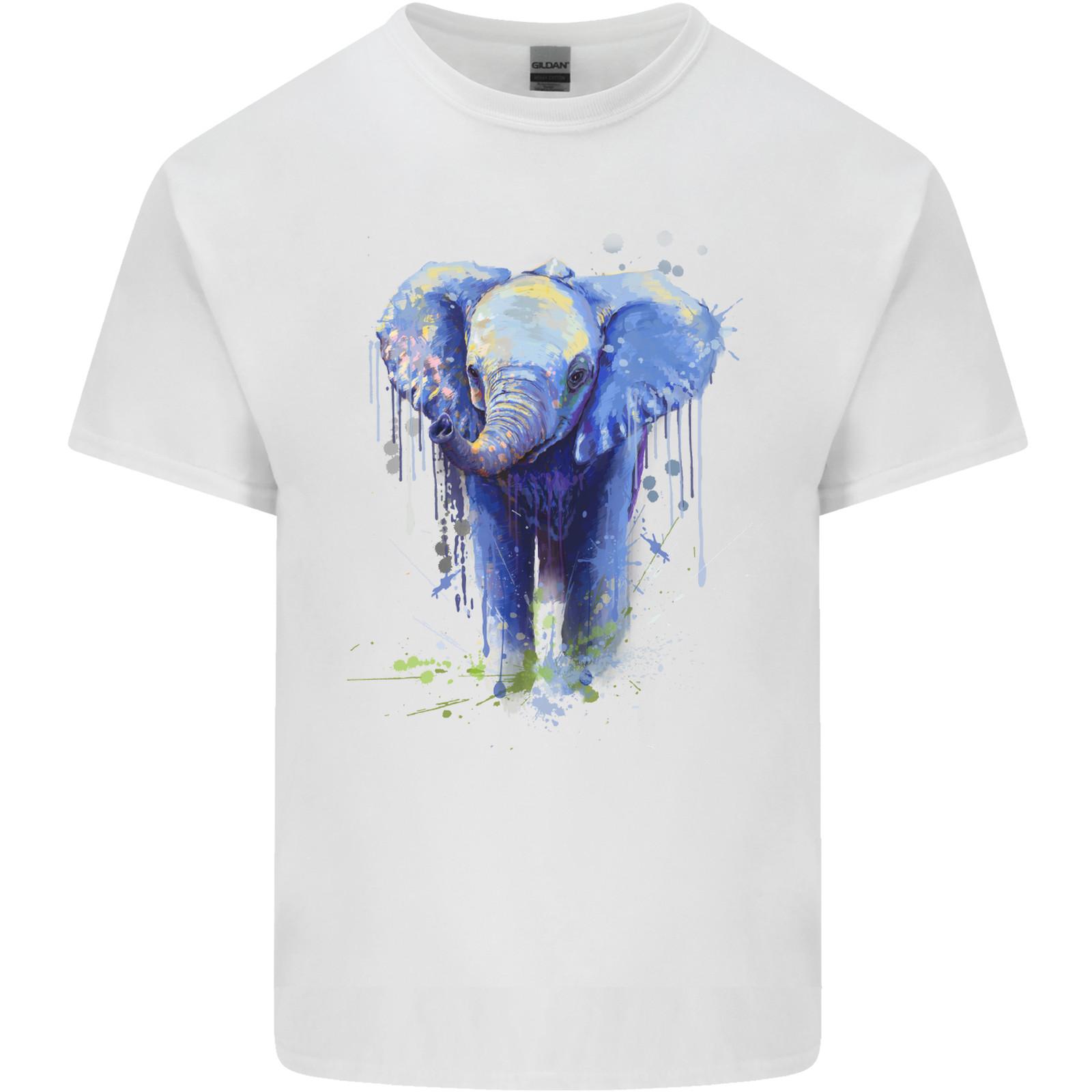 Elephant Watercolour Mens Light Cotton T-Shirt Mens Womens Tees Top L