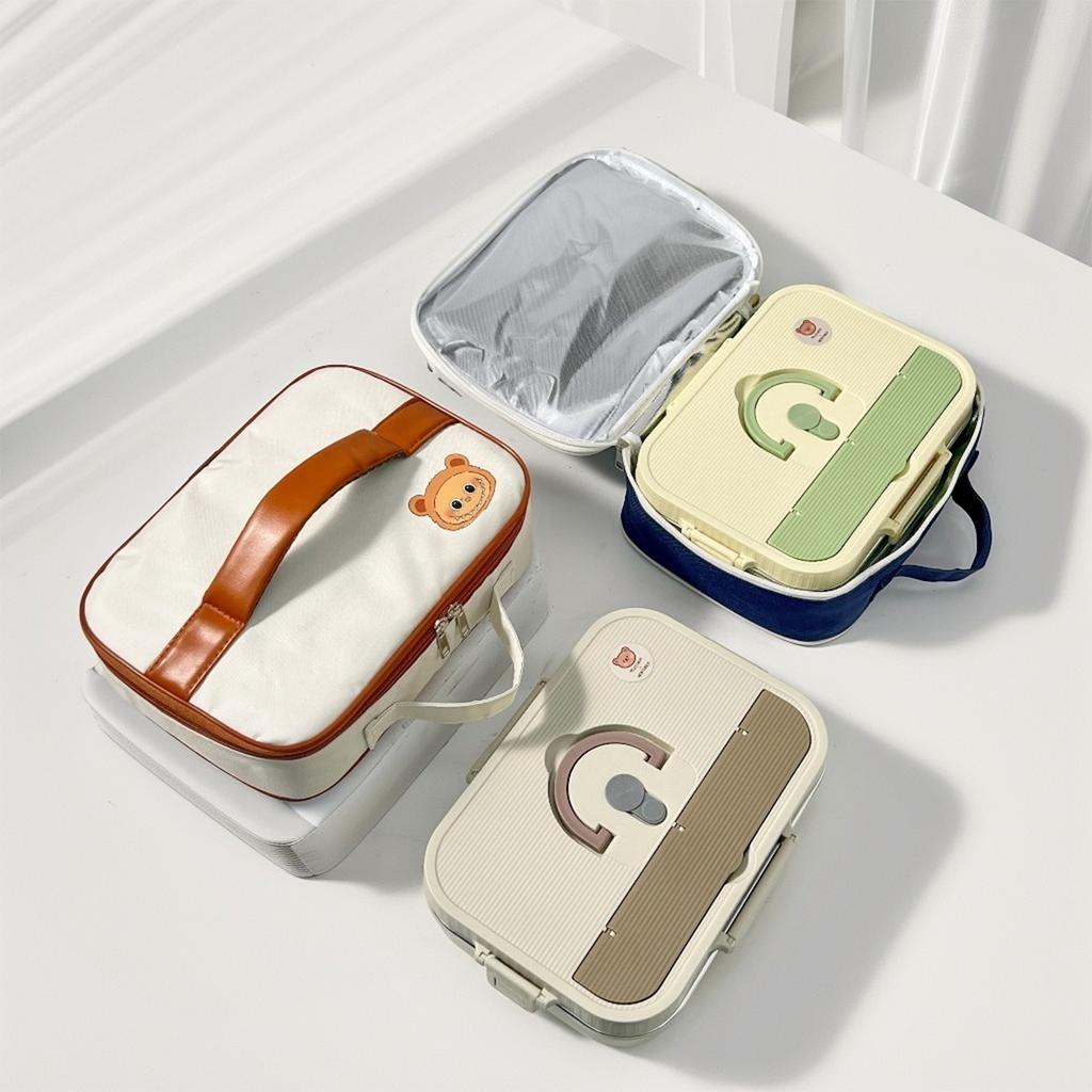 Cute Cartoon Oxford Thermal Lunch Bag Large Capacity Kids Student Bento Box Storage Bag Portable Insulated Bag Picnic Cooler Bag