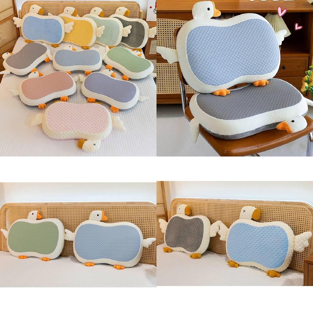Adorable Summer Ice Silk Plush Goose Pillow Soft Support Cushion For Kids And Office