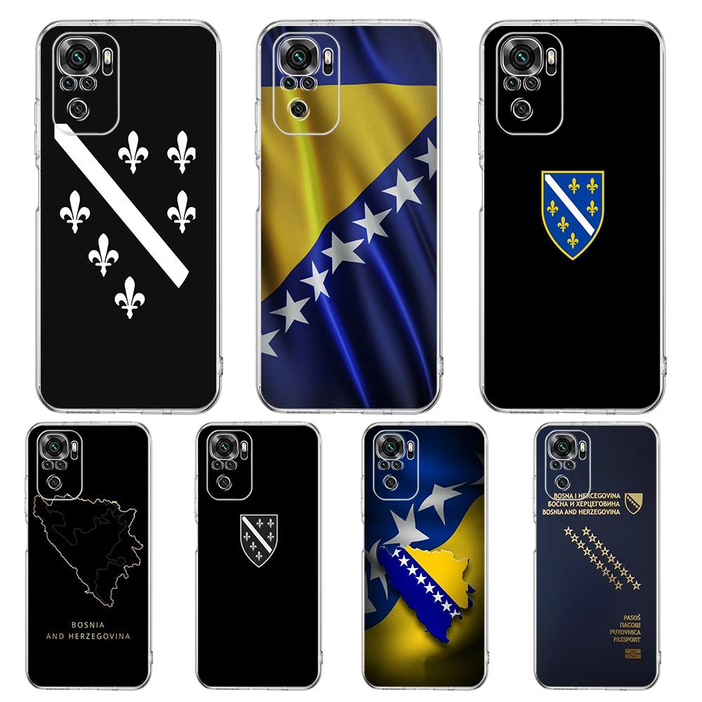 Transparent Phone Case for Redmi 13C 12C 10C Note 13 12 11 11T K40 Plus Pro 5G Soft TPU Shell Bosnia And Herzegovina Passport