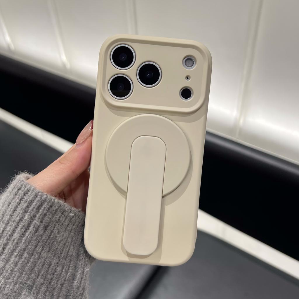 2 IN 1 Liquid Silicone Grip Holder Soft Shockproof Case for Apple iPhone 17 Air 16 Plus 15 14 13 12 Pro Max 11 For Magsafe Cover