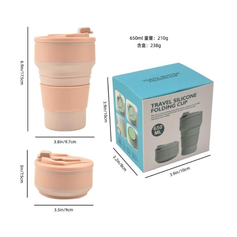 Reusable Portable Coffee Mug Heat Resistant Silicone Collapsible Travel Cup with Lid