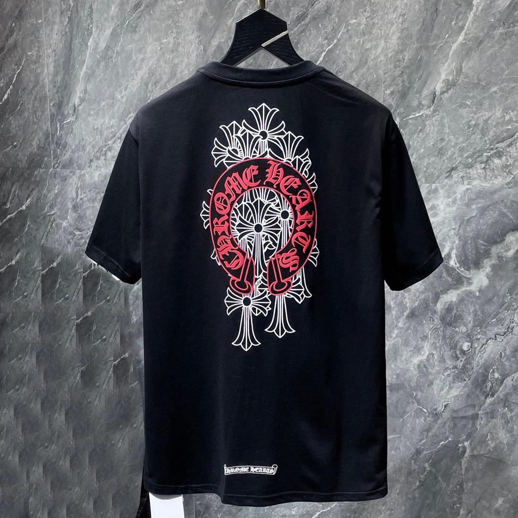 8015 CHROME HEARTS 2026 Sommar Ny Högkvalitativ Bomull Rund Hals Lös Stor Storlek Herr- och Dam-T-shirt Par-T-shirt