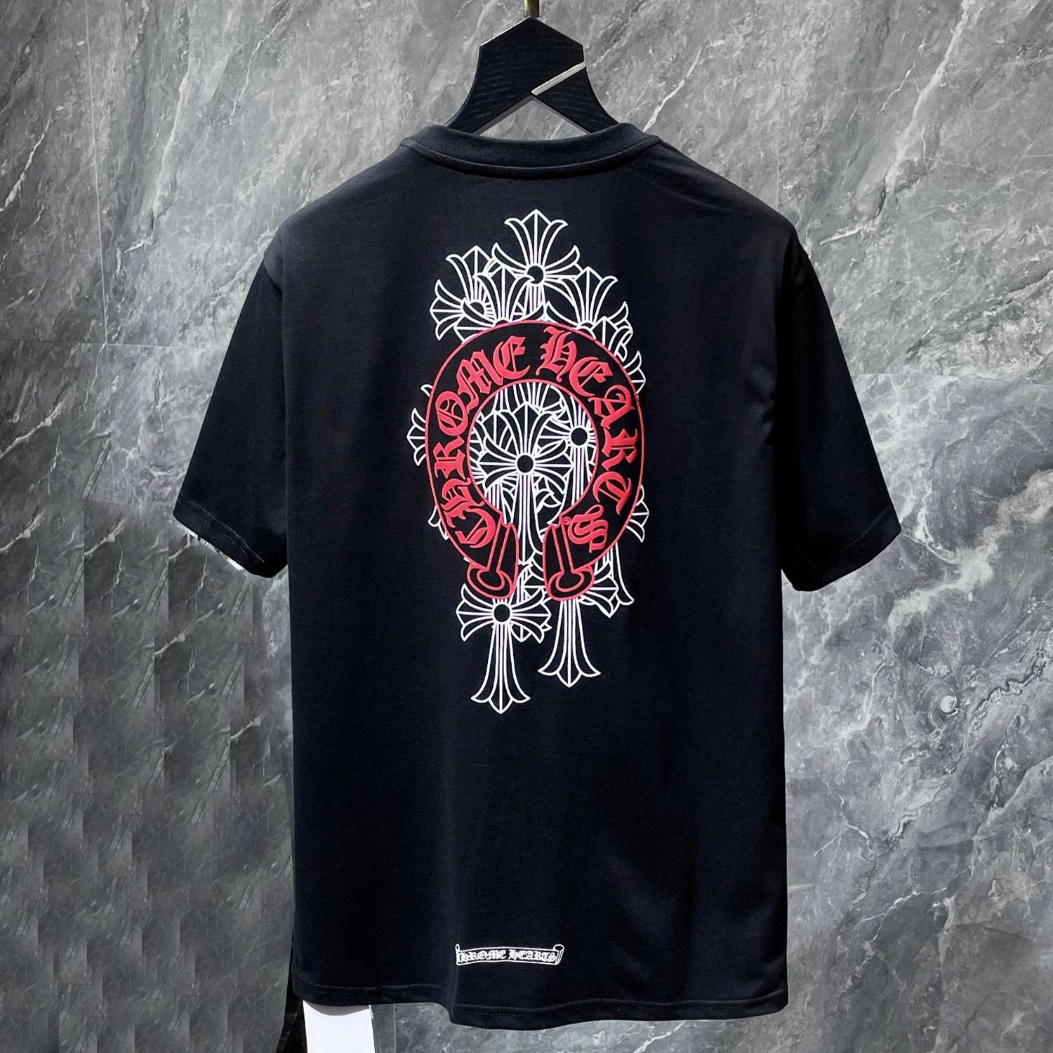 

8015 CHROME HEARTS 2026 Літо Нова Високоякісна Бавовняна Круглий Виріз Вільна Великий Розмір Чоловіча та Жіноча Футболка Футболка для Пари XL чорний