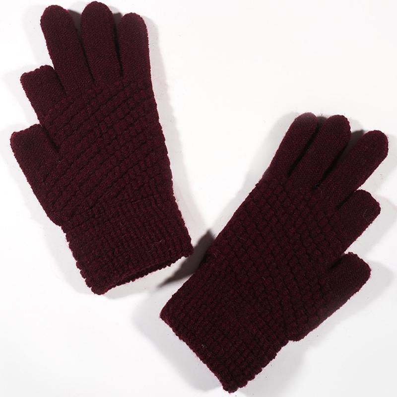 New Autumn Winter Warm Dew Finger Gloves Student Writings 2 Half Fingers Knitted Thickened Office Touch Screen Universal 1 Pairs