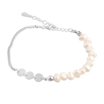 Silver Bracelet with Natural Baroque Pearls (2109495)