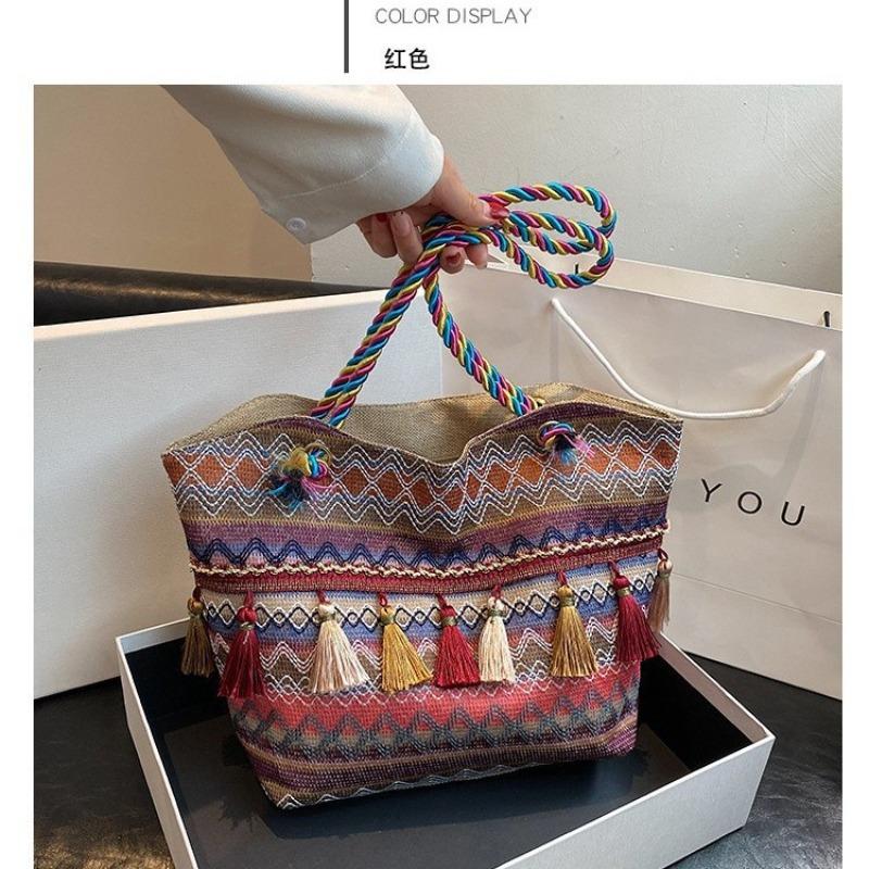 Shoulder Bag Women's Ethnic Style Large Capacity Popular Oblique Span New Niche Design Fashionable Versatile Woven Handbag Bag