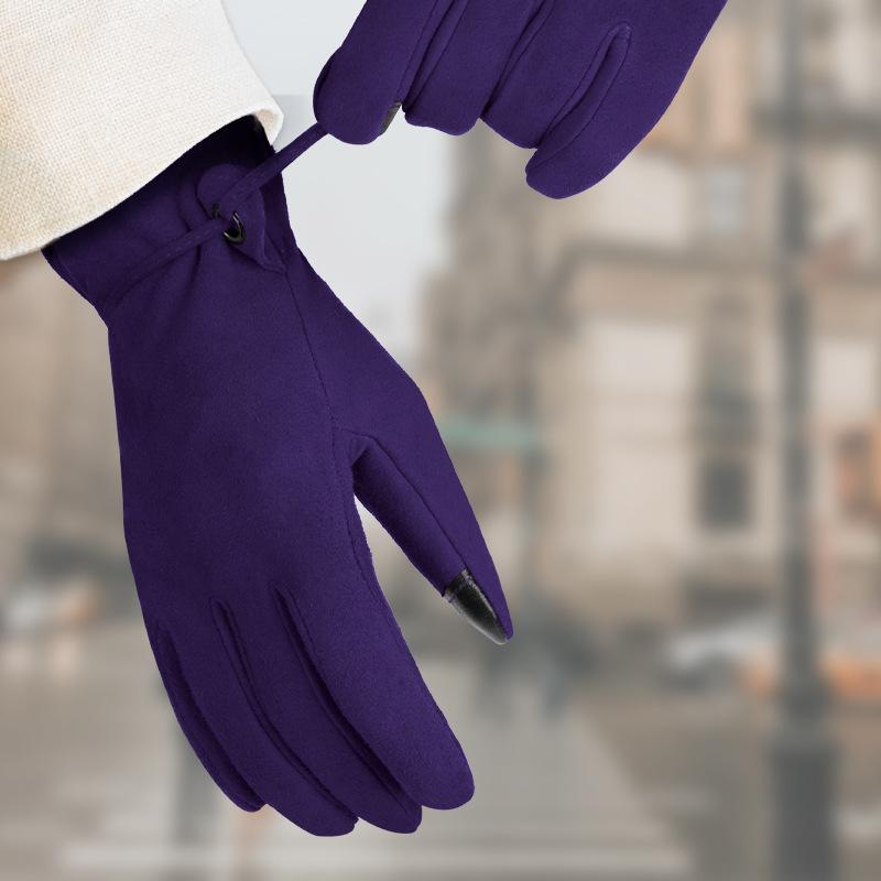 Touch Screen Warm Gloves for Women's Deerskin Fashion Model Clothing Leather Gloves Outdoor Dog Walking Shopping