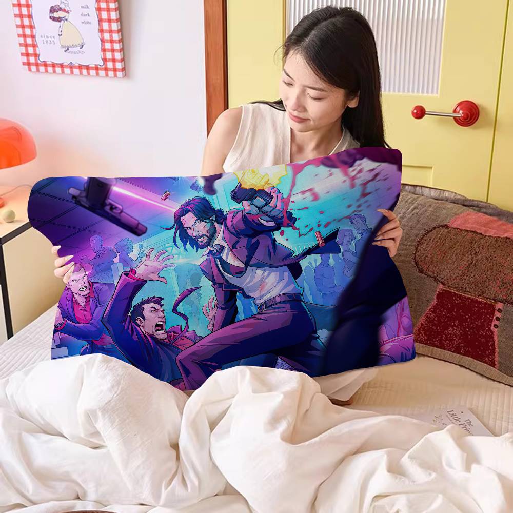 Action Movie J-John Wick Pillow Towel Pillowcase for Hair and Skin, Standard Size Set of Super Soft Pillow Case