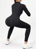 Nude Langarm Yoga-Jumpsuit mit Reißverschluss - High-Intensity Fitnessbekleidung