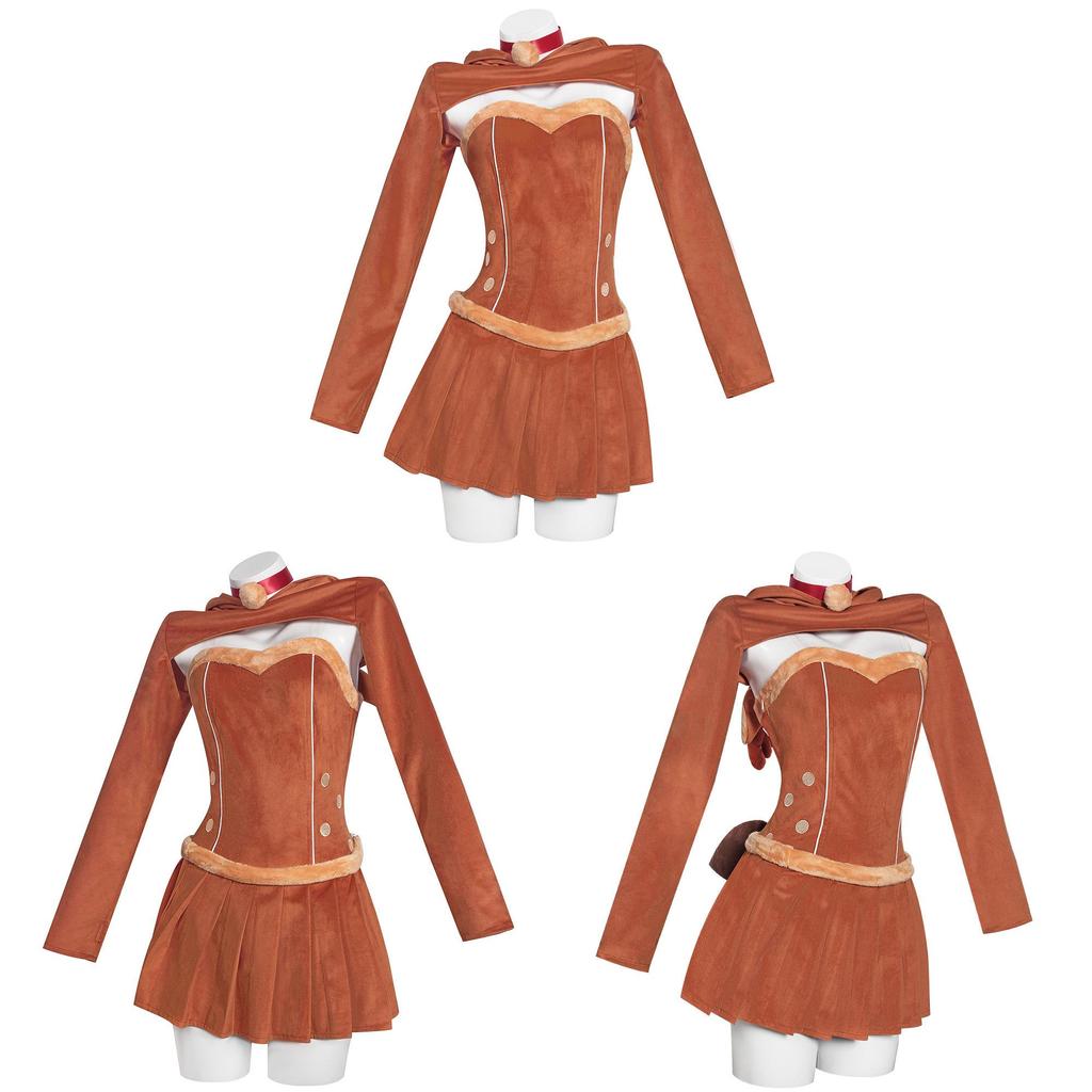 Christmas Reindeer Cosplay Costume With Fuzzy Material For Holiday Parties
