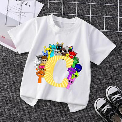 Children's T-shirt A-Z Letter T-shirt Cute Cartoon Boy and Girl Clothes