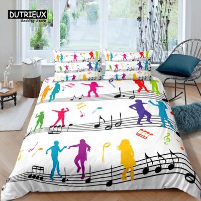 Home Living Luxus 3D Musik Tanz Bettwäscheset Bequemes Bettbezugset Kinder Bettwäscheset Queen und King EU/US/AU/UK Größe